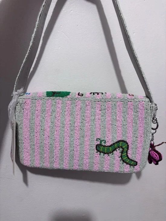 Pink Caterpillar and Butterfly Beaded Bag - Picture 3 of 7